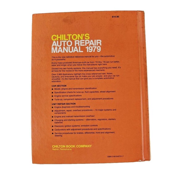 1979 Chilton's Auto Repair Manual covers 1972-1979 American AMC Chrysler Ford GM - Picture 2 of 12